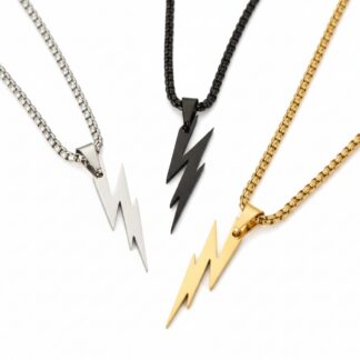 Collier Éclair Chaîne Tissée Argent en Acier Inoxydable