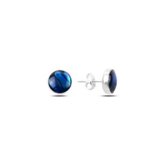 925 Sterling Silver Round Abalone Shell Solitaire Earrings