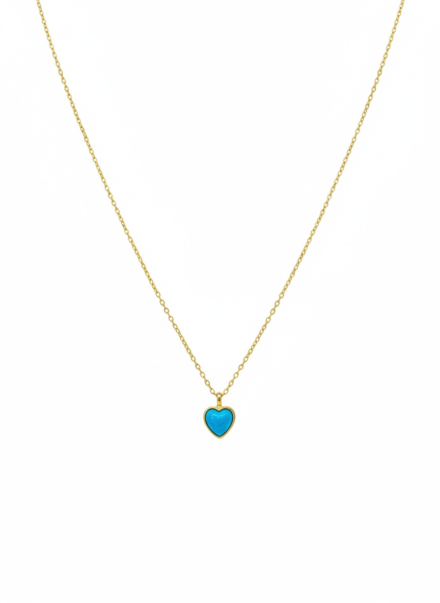 Edelstahl Minimalistischer Blaustein Herz Halskette