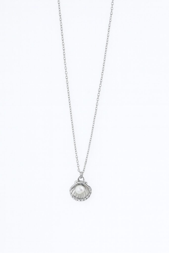 Collana Ostrica in Acciaio Inossidabile Argentato per Donne