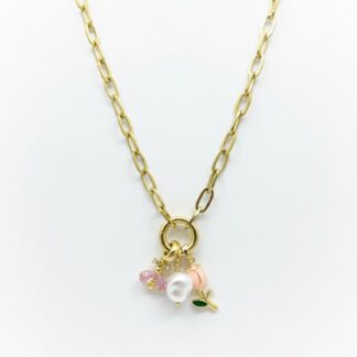 Halskette aus Edelstahl mit abnehmbarem Charm und Tulpenmotiv