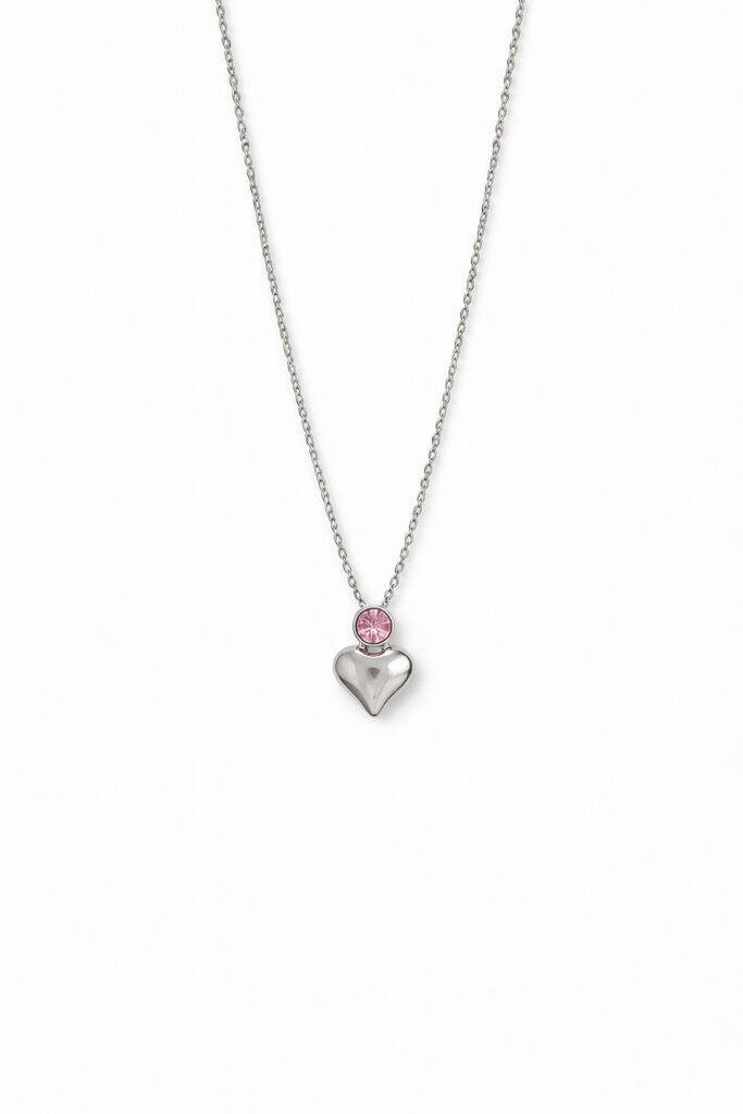 Stainless Steel Stone Heart Necklace For Women