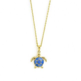 Stainless Steel Blue Sea Turtle Necklace For Women