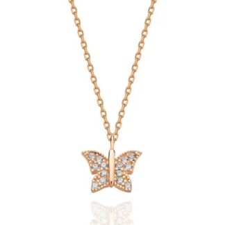 925 Sterling Silver Rose Gold Butterfly Necklace For Women Elegant Dainty Pendant Jewelry Gift
