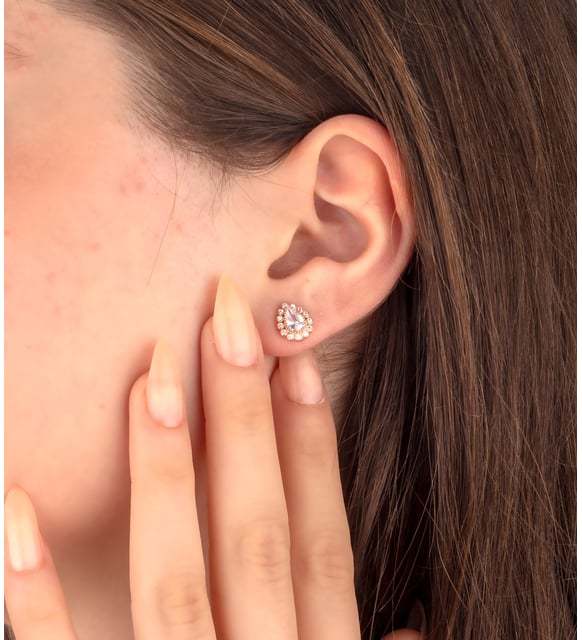 925 Sterling Silber Tropfenohrringe mit weißem Stein – Bild 2