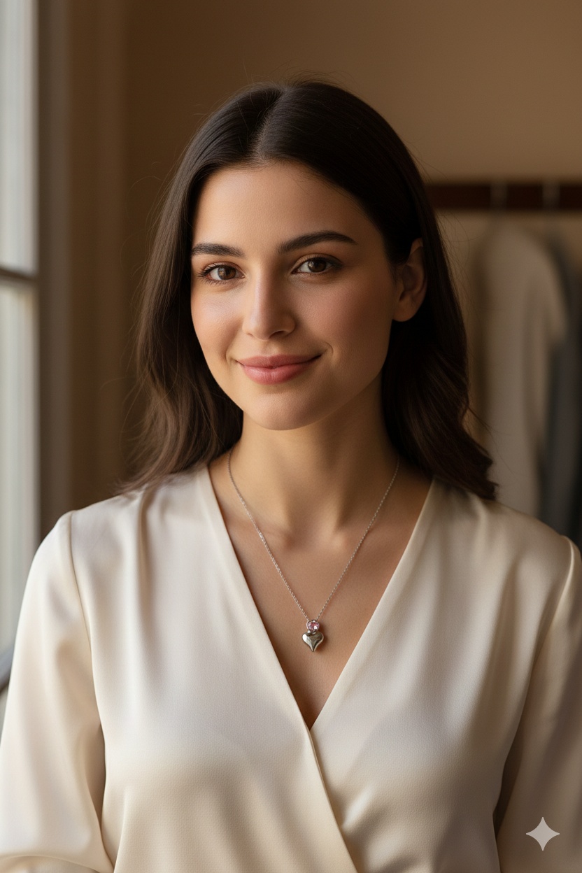 Collier Cœur en Pierre Acier Inoxydable pour Femme – Image 3