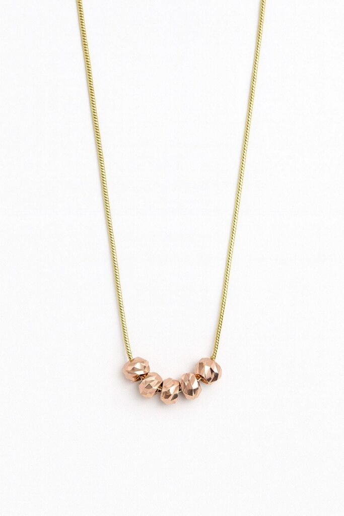 Collana con Perline in Acciaio Inossidabile Placcata Oro Rosa per Donna