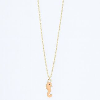 Stainless Steel Cream Enamel Seahorse Necklace For Women