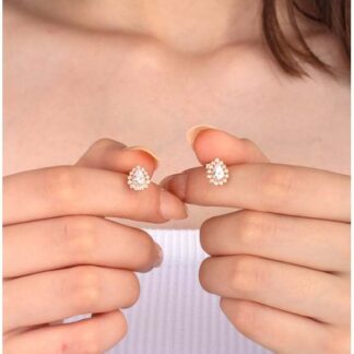 925 Sterling Silver White Stone Teardrop Earrings