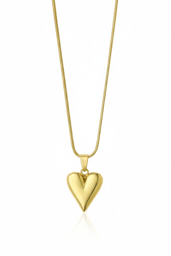 Collana a Cuore Cupola con Catena a Serpente in Acciaio Inossidabile