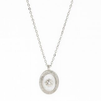 Collana a Fiore in Acciaio Inossidabile e Argento con Pietre per Donne