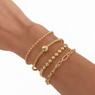 Sport Layered Bracelet Set Adjustable Four Piece Stackable Casual Street Style Fashion Jewelry Gift For Her