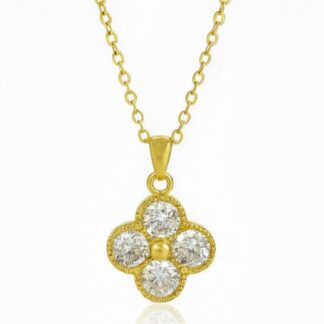 Stainless Steel Crystal Clover Necklace For Women