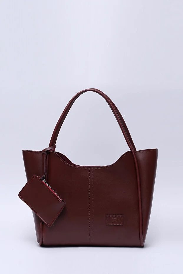 Burgundy SHK108 Borsa a Mano e a Tracolla da Donna in Ecopelle con Portafoglio e Pochette per Trucchi