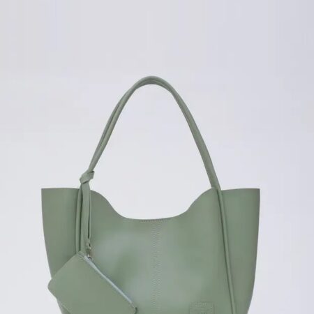 Mint Green SHK108 Faux Leather Women Hand And Shoulder Bag With Wallet And Makeup Bag